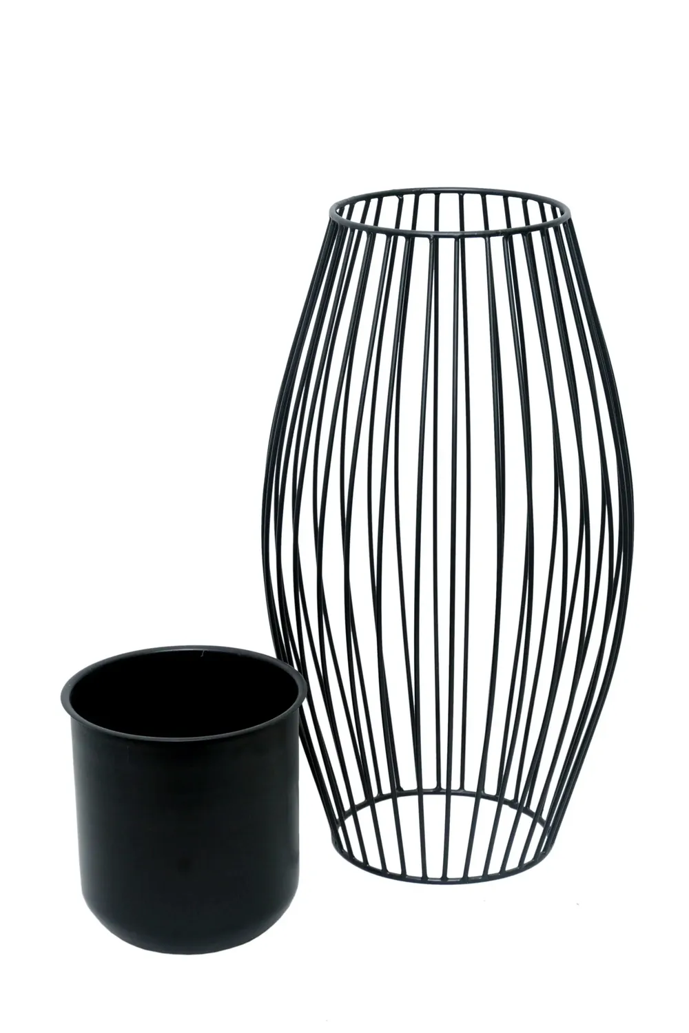 Premium-quality Black Pot with Metallic Planter Stand