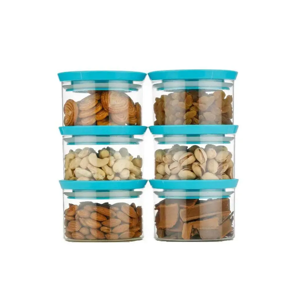 Premium Quality Blue Airtight Kitchen Containers Set Of 6 (300 ml)