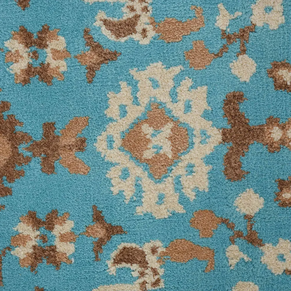 Premium-quality Blue and Beige Traditional Print Polyester Carpet for Living Room 2X5