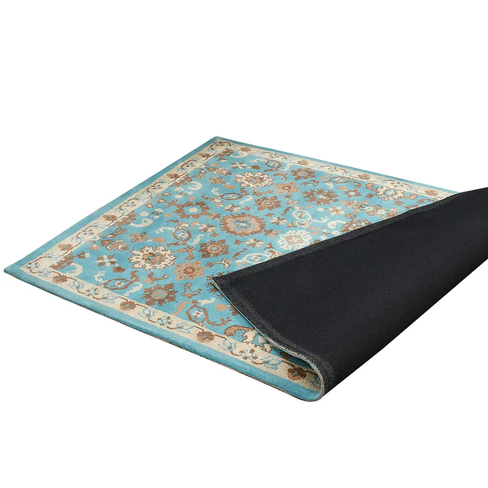 Premium-quality Blue and Beige Traditional Print Polyester Carpet for Living Room 2X5