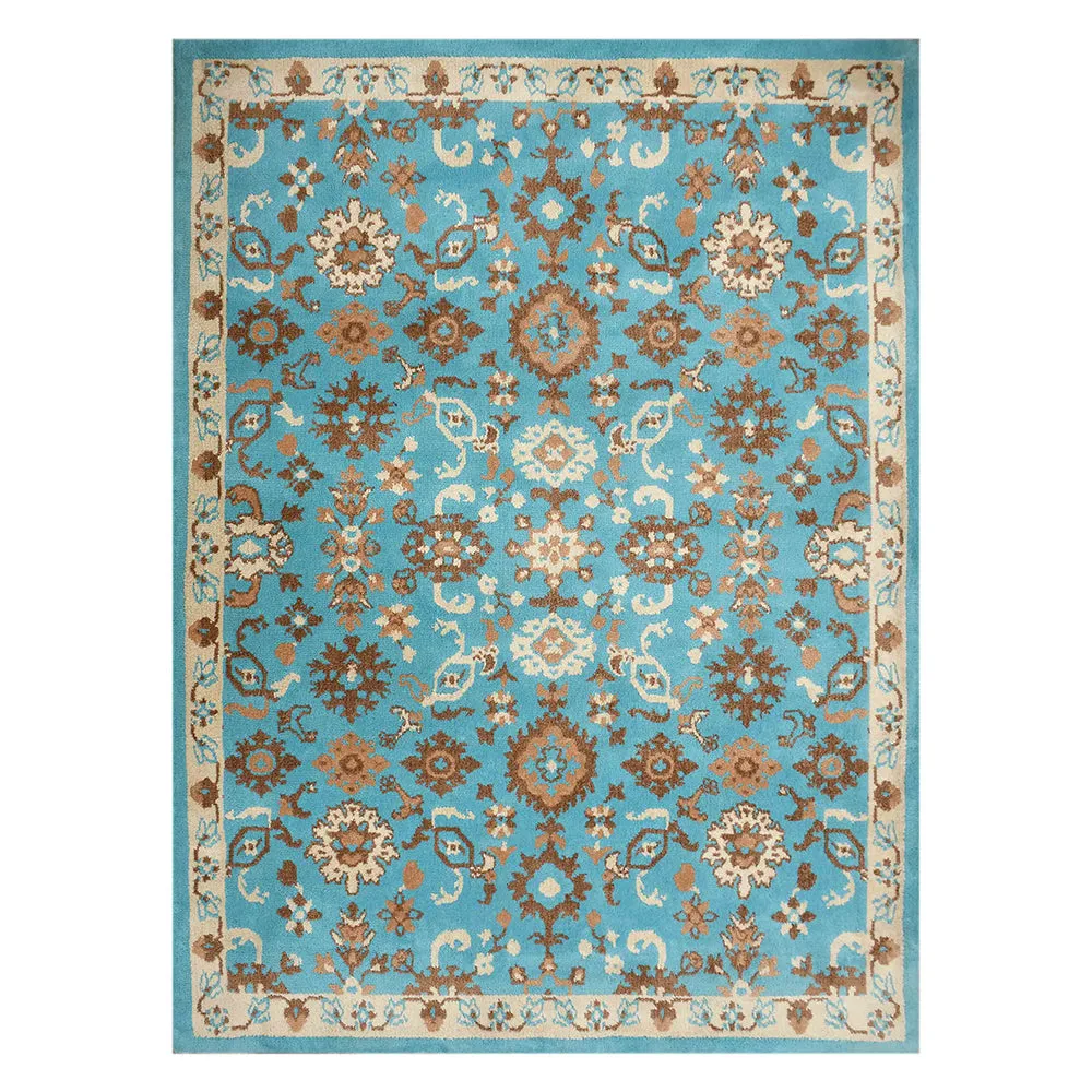 Premium-quality Blue and Beige Traditional Print Polyester Carpet for Living Room 2X5