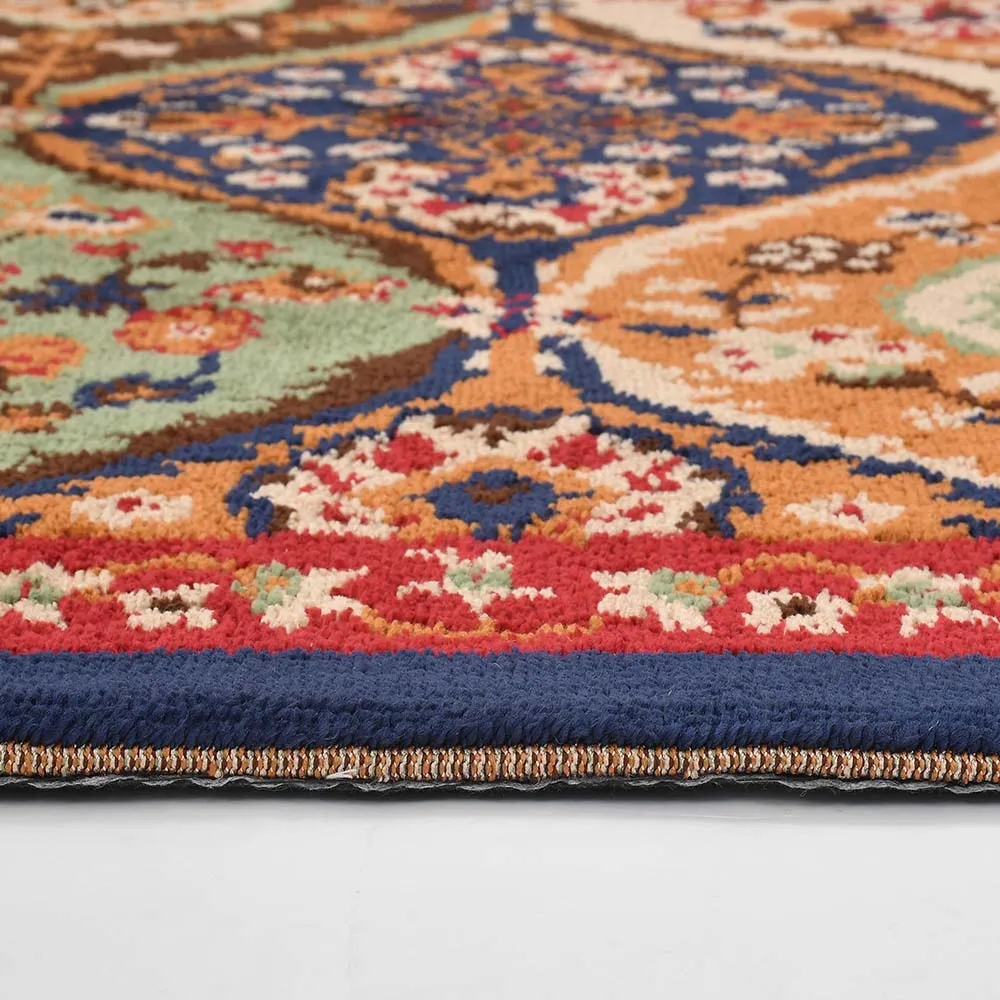 Premium-quality Blue and Red Traditional Print Polyester Carpet for Living Room 2X5