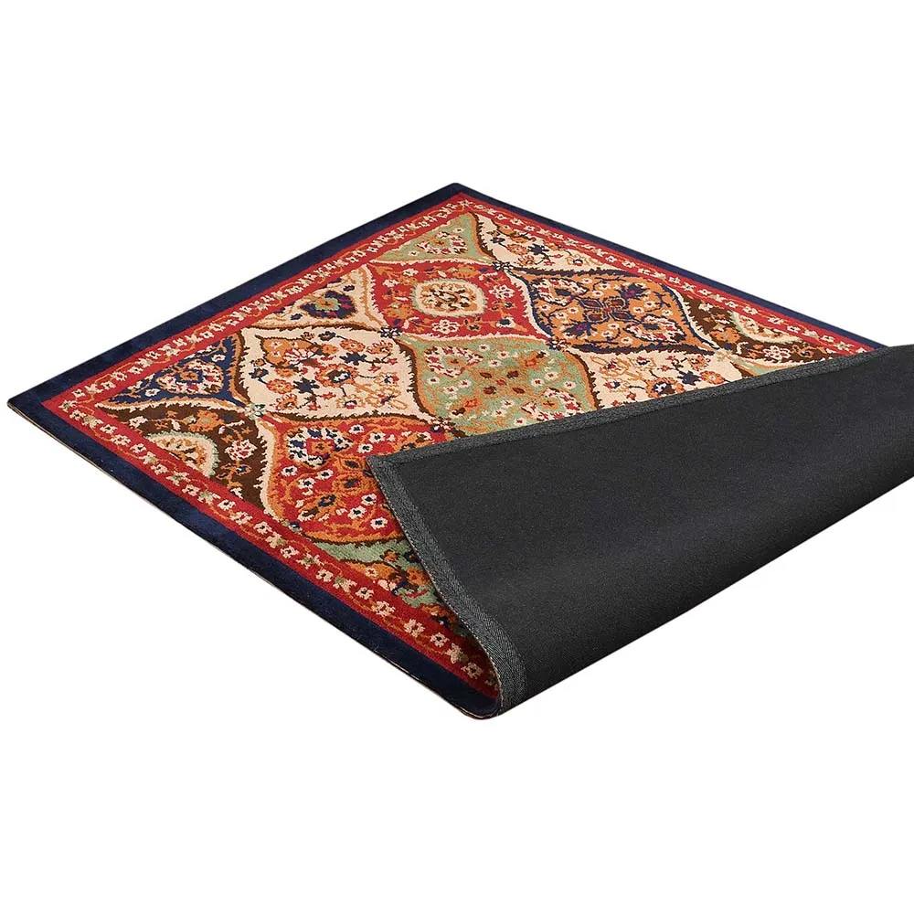 Premium-quality Blue and Red Traditional Print Polyester Carpet for Living Room 2X5