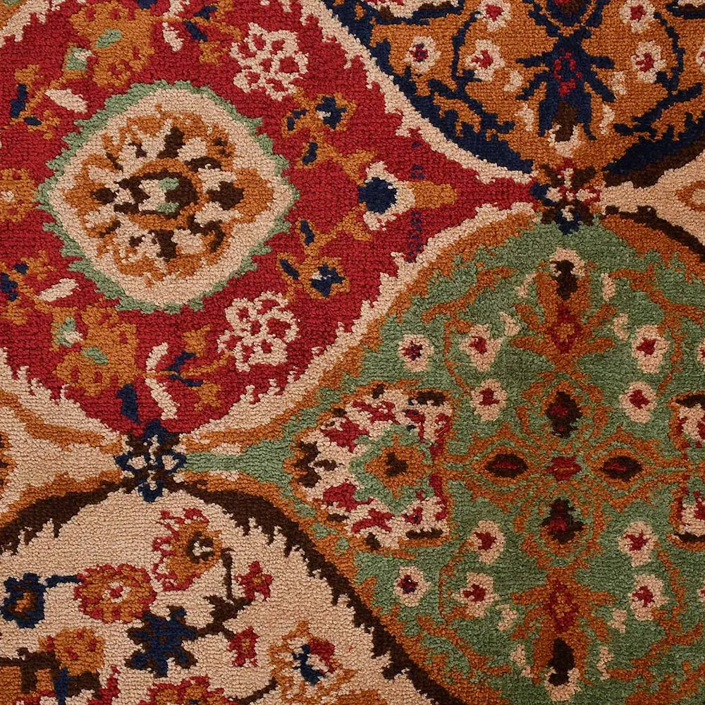 Premium-quality Blue and Red Traditional Print Polyester Carpet for Living Room 2X5