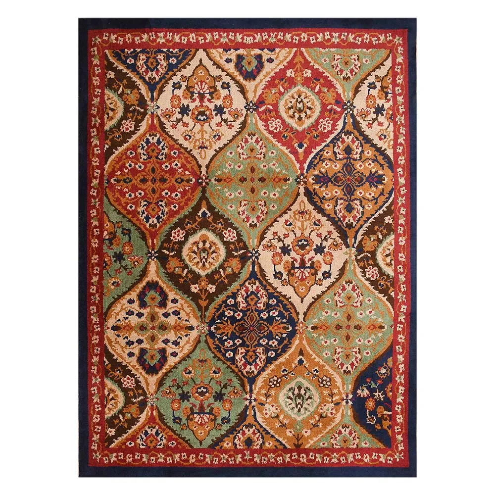 Premium-quality Blue and Red Traditional Print Polyester Carpet for Living Room 2X5