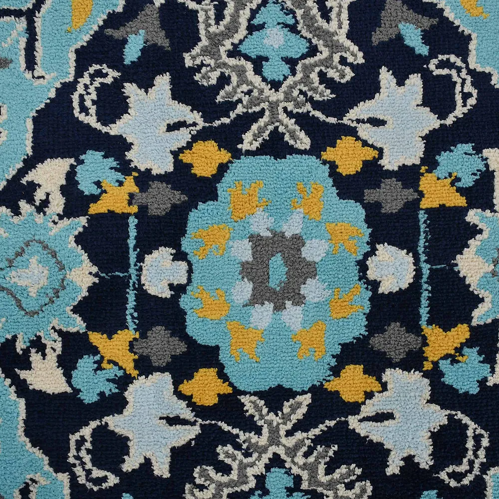 Premium-quality Blue and Yellow Traditional Print Polyester Carpet ICKC6056C2X5