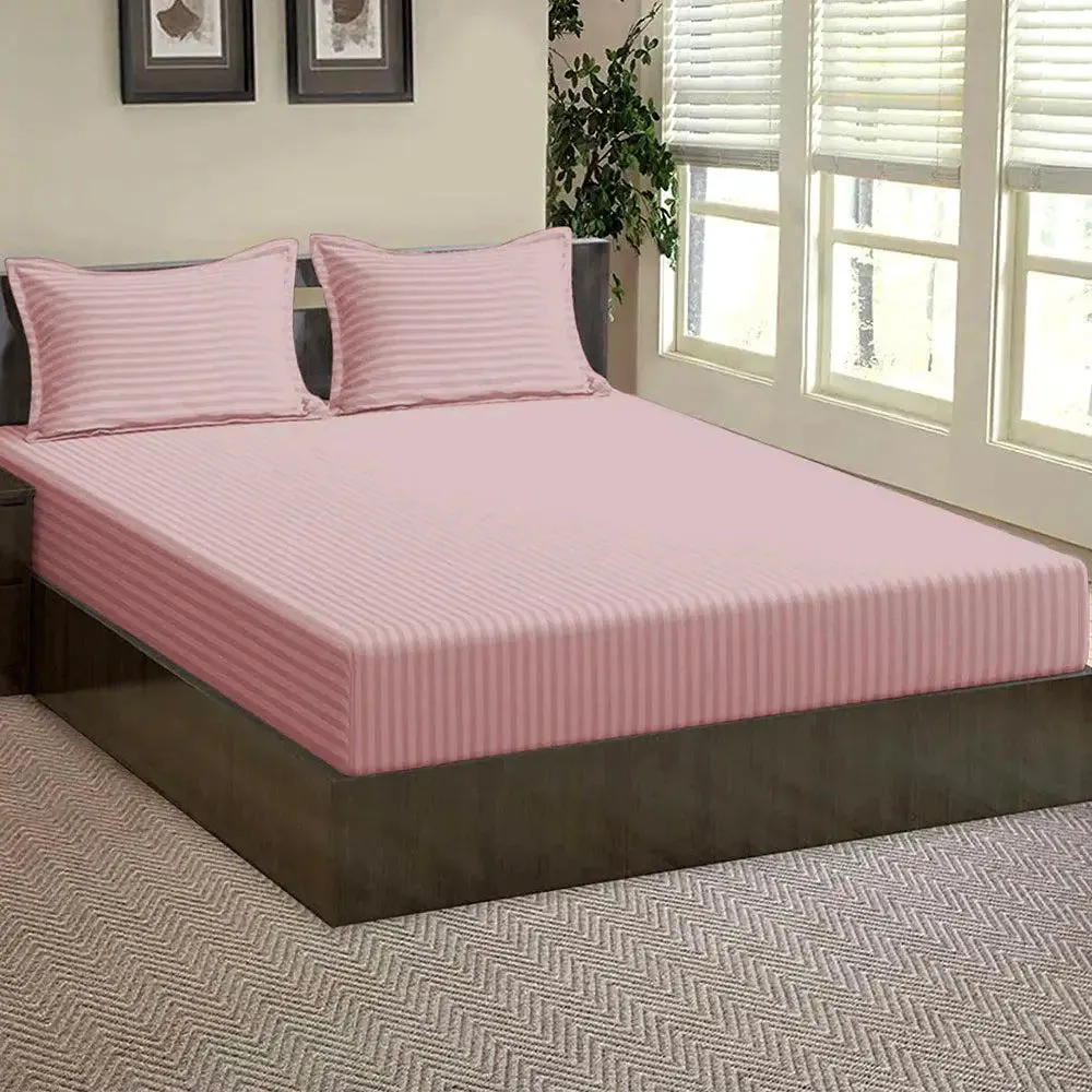 Premium Quality Double Bed Solid Fitted Bedsheet With 2 Pillow Covers (Available in Multiple Colours) Dark Blue