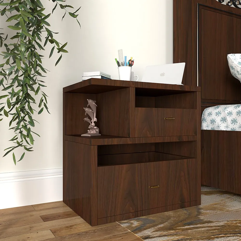 Premium Quality Double Drawer Plywood Bedside Table