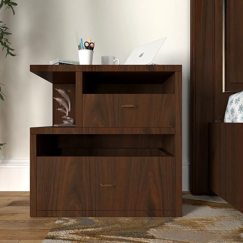 Premium Quality Double Drawer Plywood Bedside Table