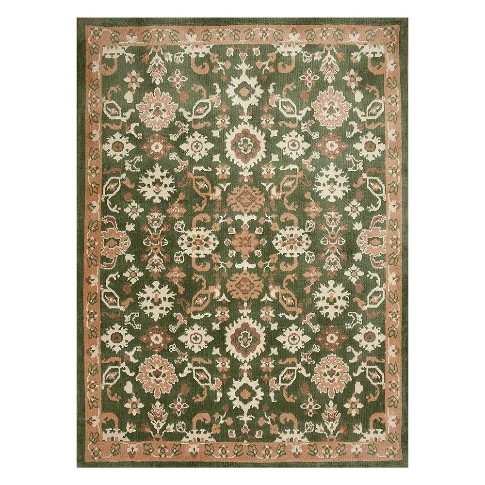 Premium-quality Green and Beige Traditional Print Polyester Carpet for Living Room 2X5