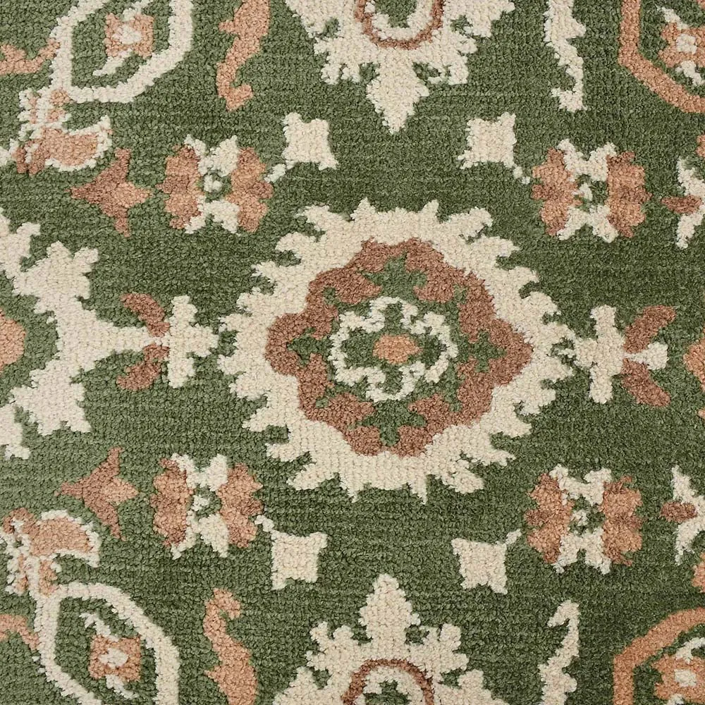 Premium-quality Green and Beige Traditional Print Polyester Carpet for Living Room 2X5