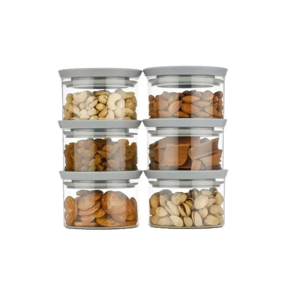 Premium Quality Grey Airtight Kitchen Containers Set Of 6 (300 ml)