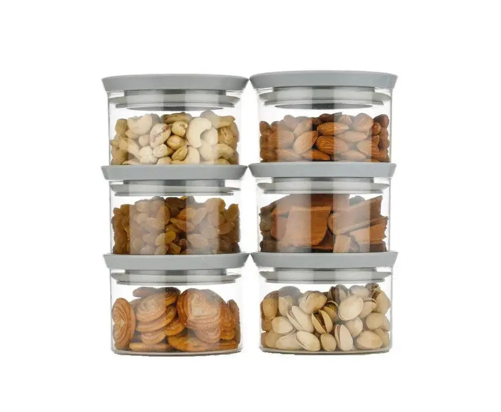 Premium Quality Grey Airtight Kitchen Containers Set Of 6 (300 ml)