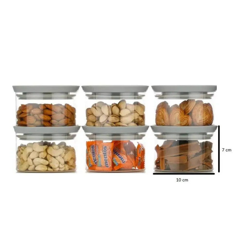 Premium Quality Grey Airtight Kitchen Containers Set Of 6 (300 ml)