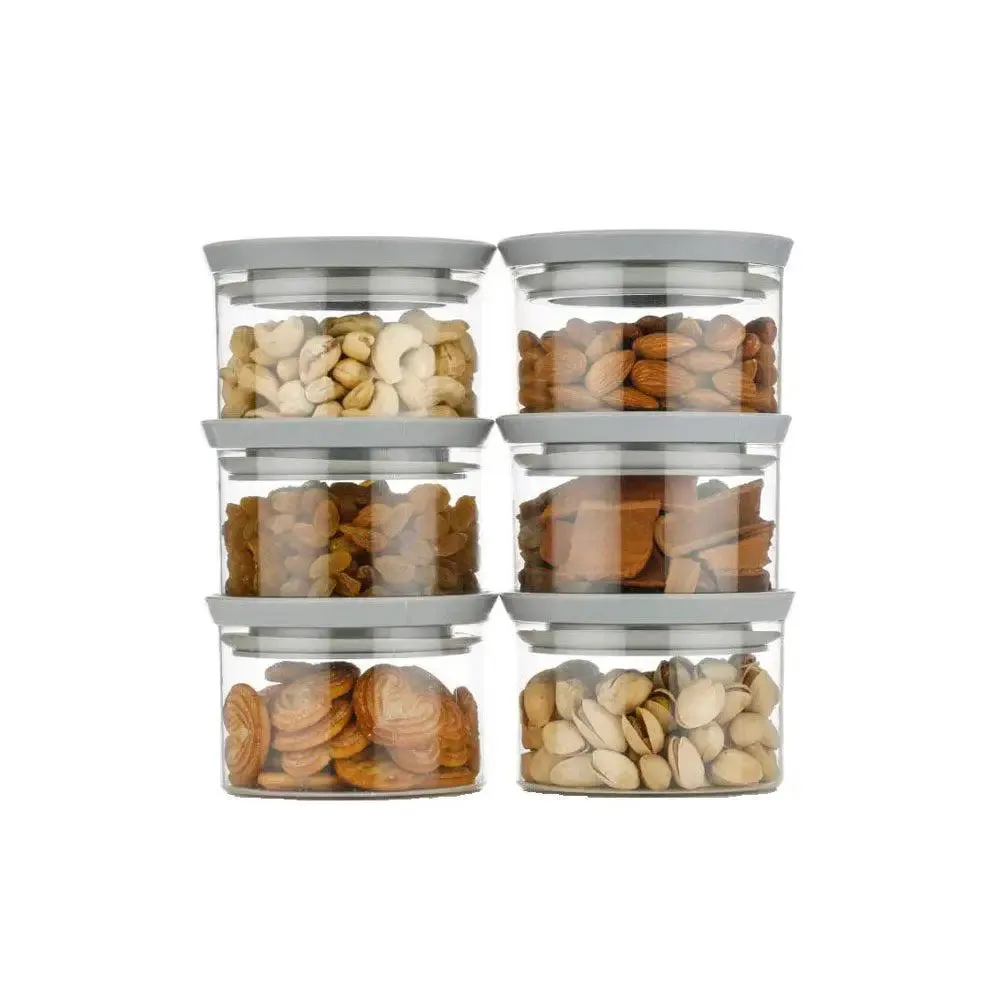 Premium Quality Grey Airtight Kitchen Containers Set Of 6 (300 ml)