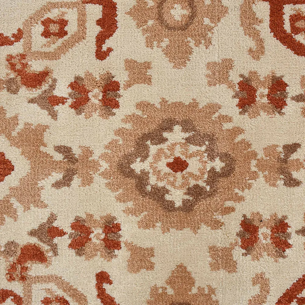 Premium-quality Orange and Beige Traditional Print Polyester Carpet for Living Room 3X5