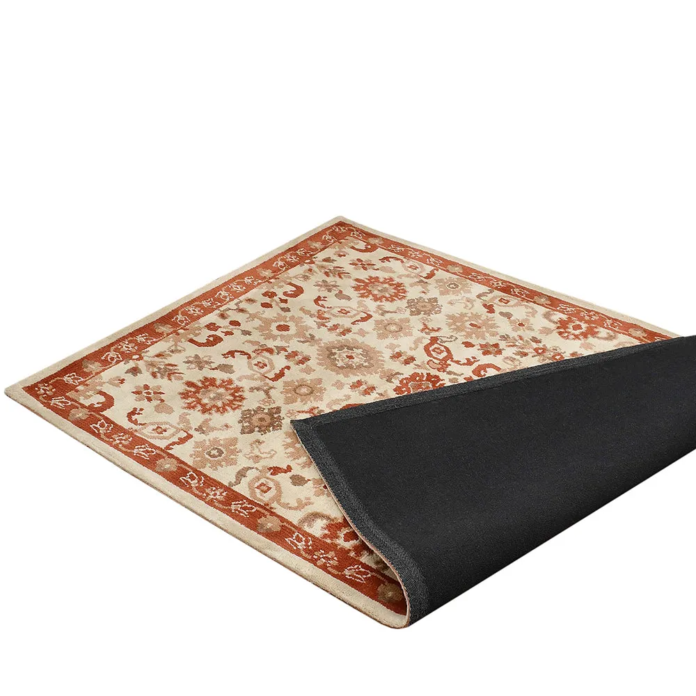 Premium-quality Orange and Beige Traditional Print Polyester Carpet for Living Room 3X5