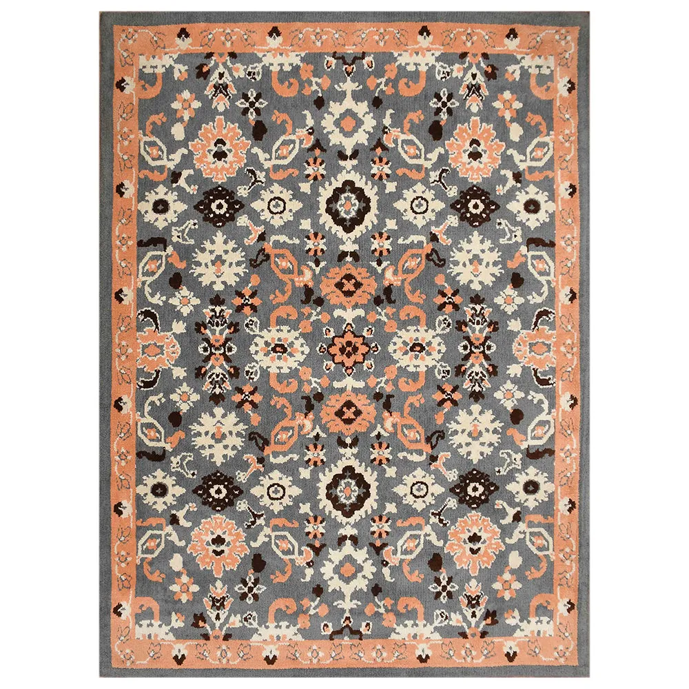 Premium-quality Peach and Grey Traditional Print Polyester Carpet for Living Room 2X5
