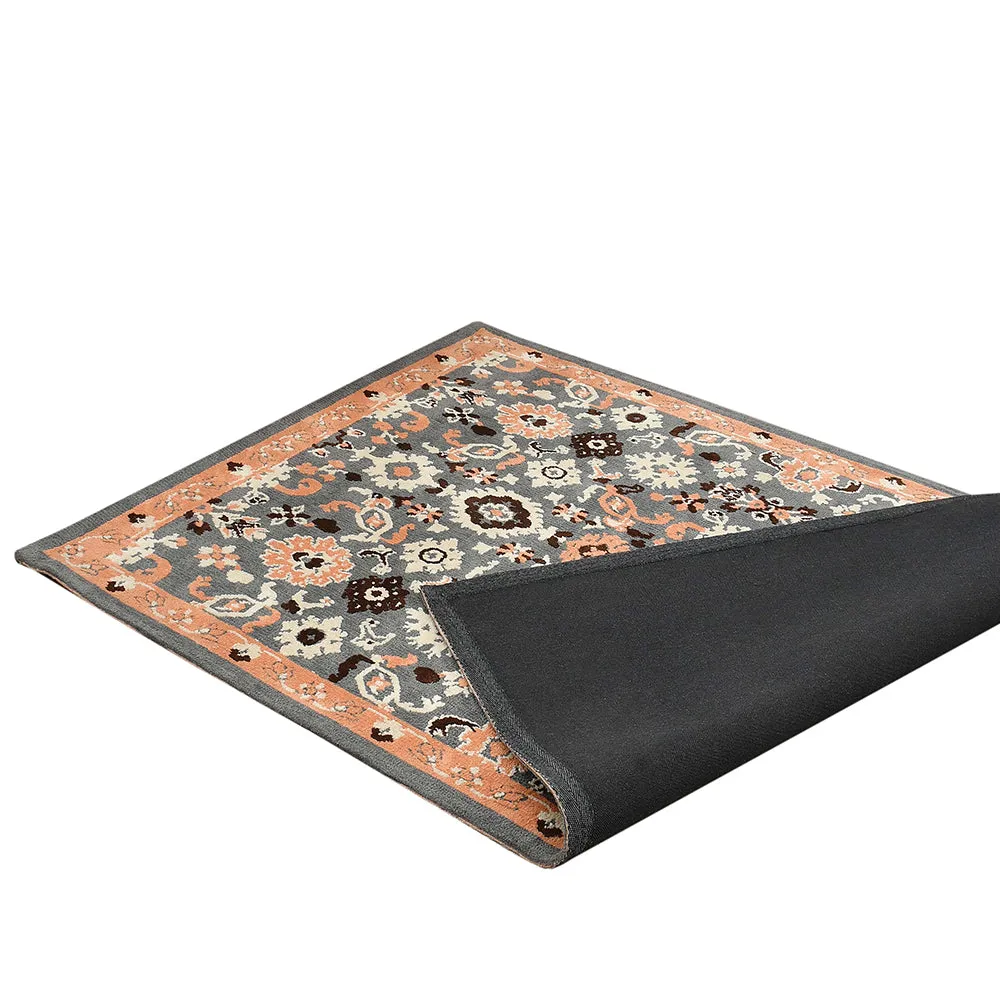 Premium-quality Peach and Grey Traditional Print Polyester Carpet for Living Room 2X5