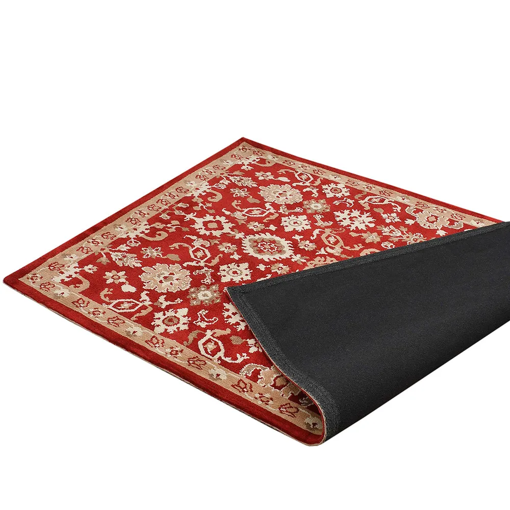 Premium-quality Red and Beige Traditional Print Polyester Carpet 2X5