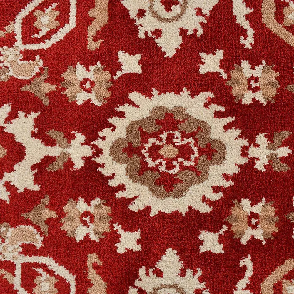 Premium-quality Red and Beige Traditional Print Polyester Carpet 2X5