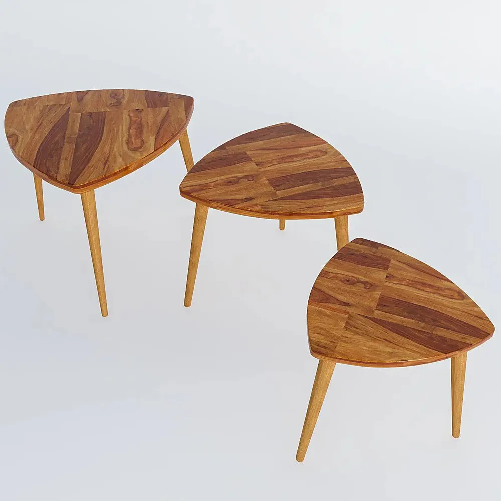 Premium-Quality Sheesham Wood Nesting Table - Set of 3
