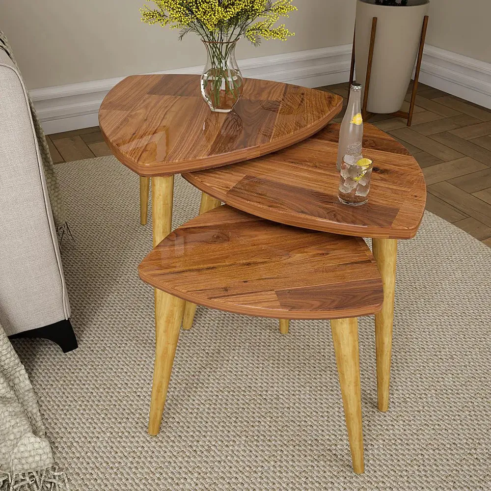 Premium-Quality Sheesham Wood Nesting Table - Set of 3