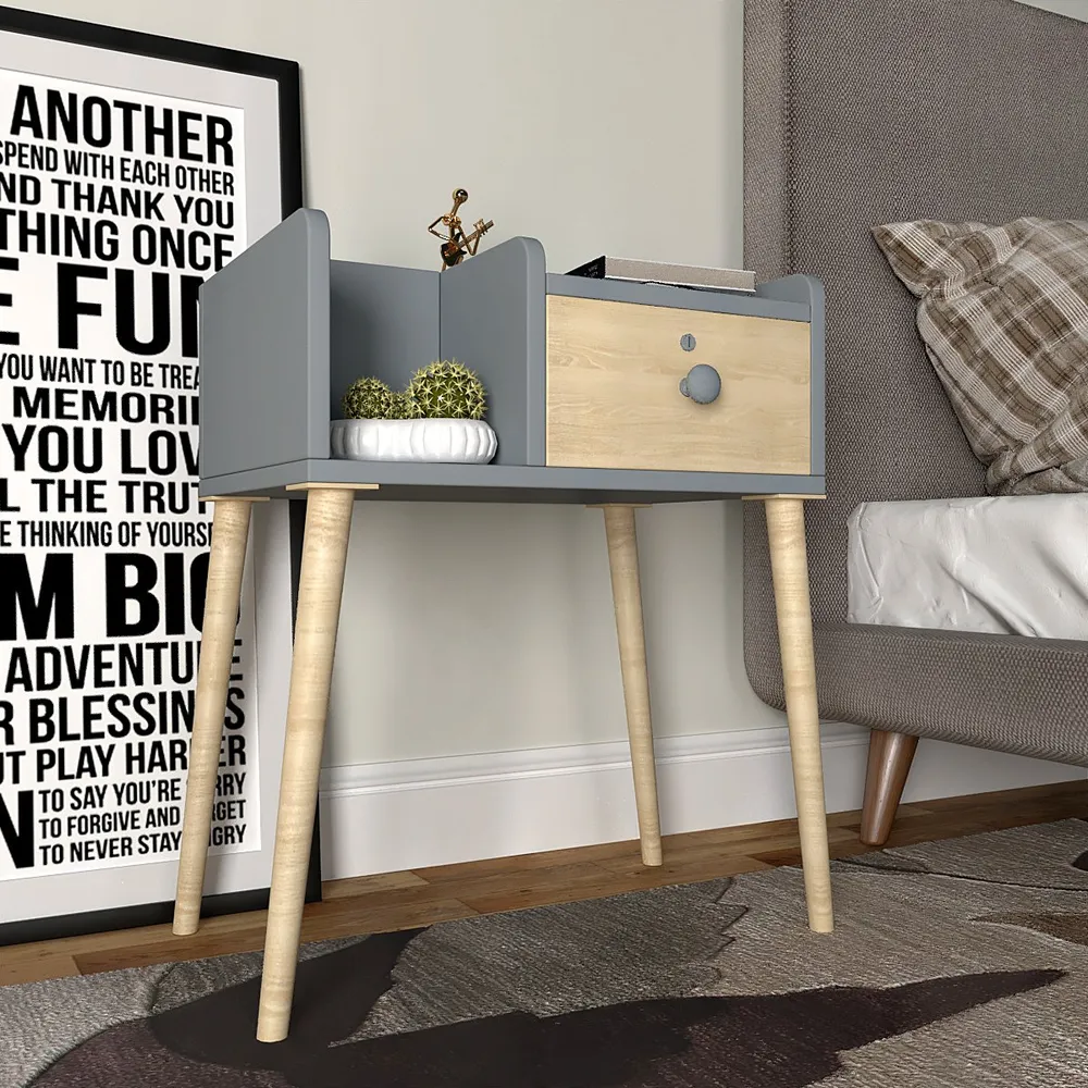 Premium Quality Single Drawer Footed Bedside Table