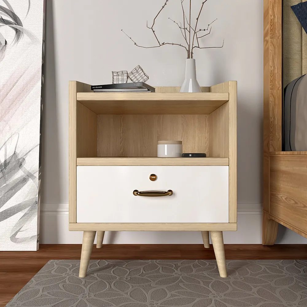 Premium Quality Single Drawer Footed Bedside Table