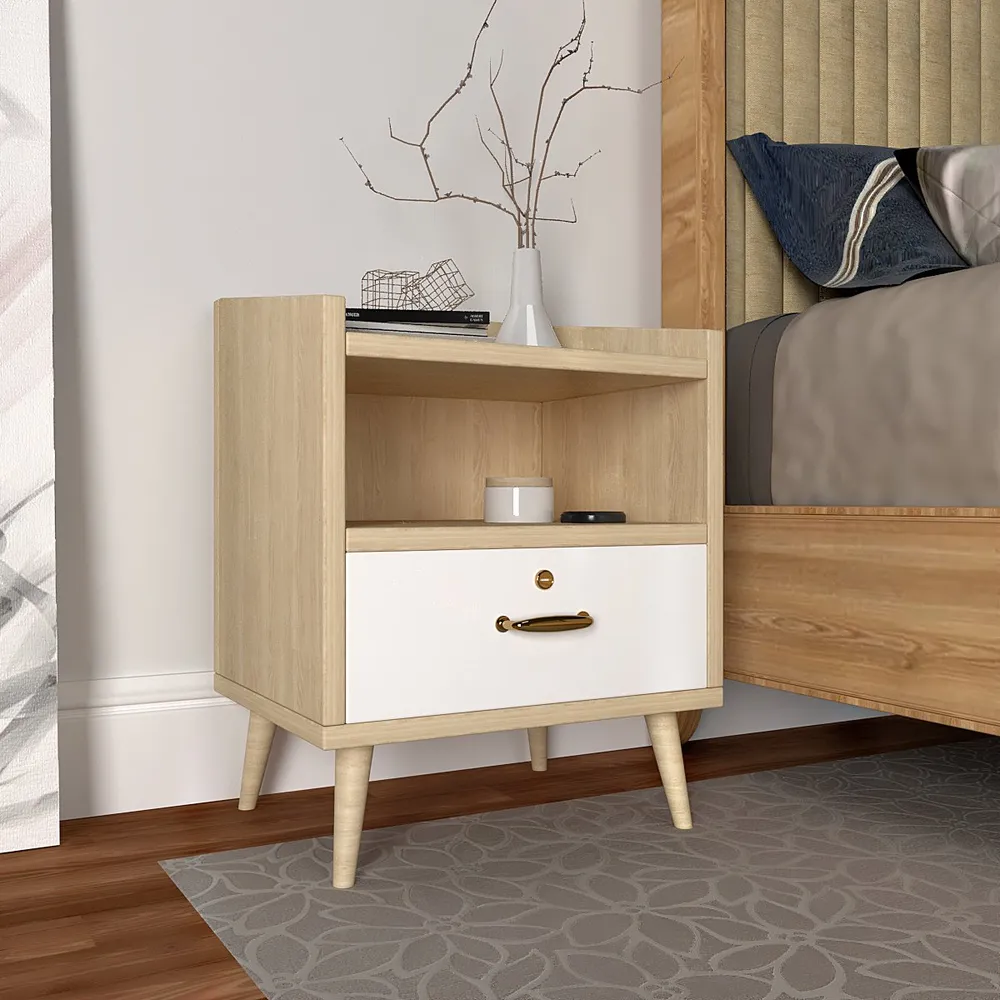 Premium Quality Single Drawer Footed Bedside Table