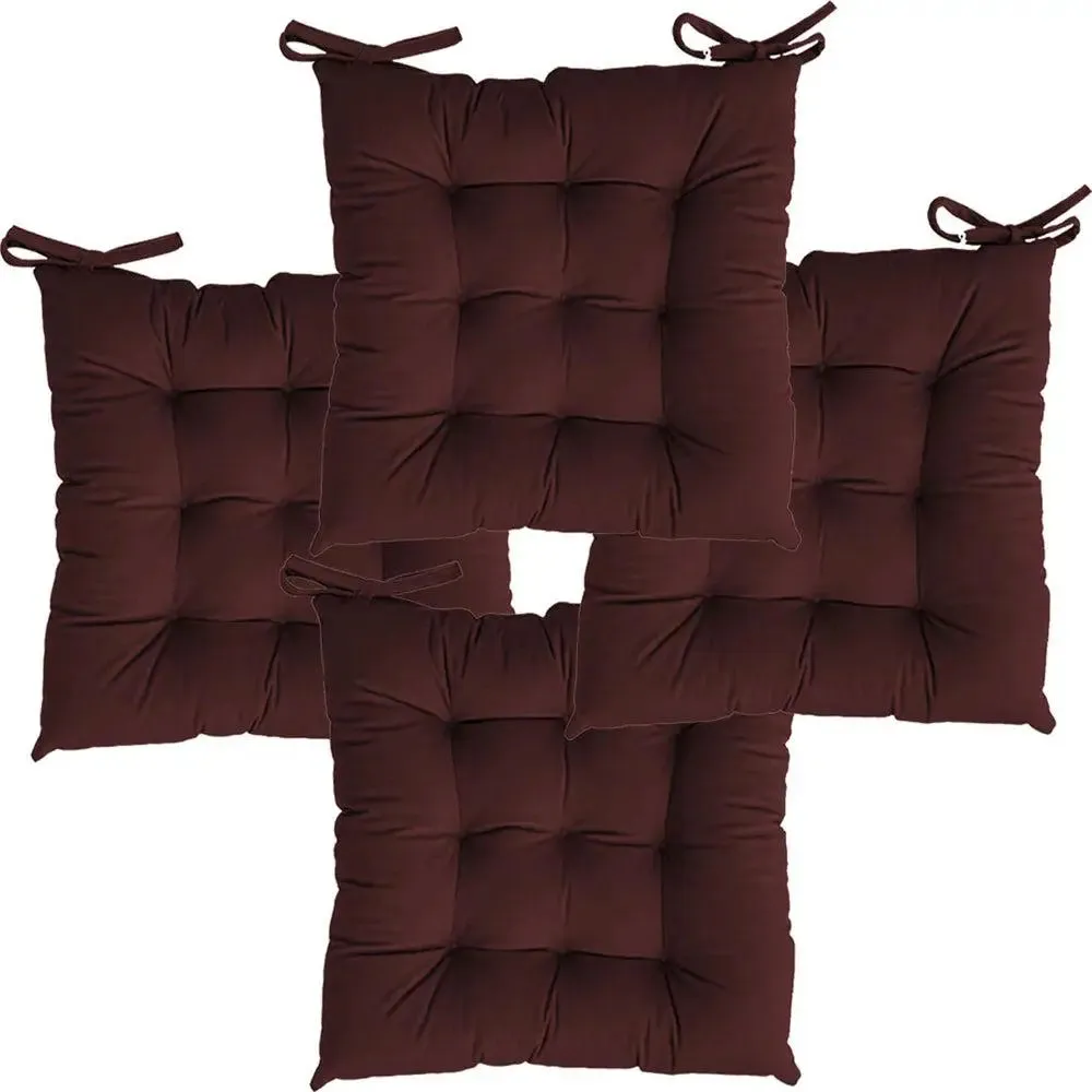 Premium-Quality Solid Microfiber Chair Pad/ Chair Cushion- 18x18 inch, Set of 4 Orange