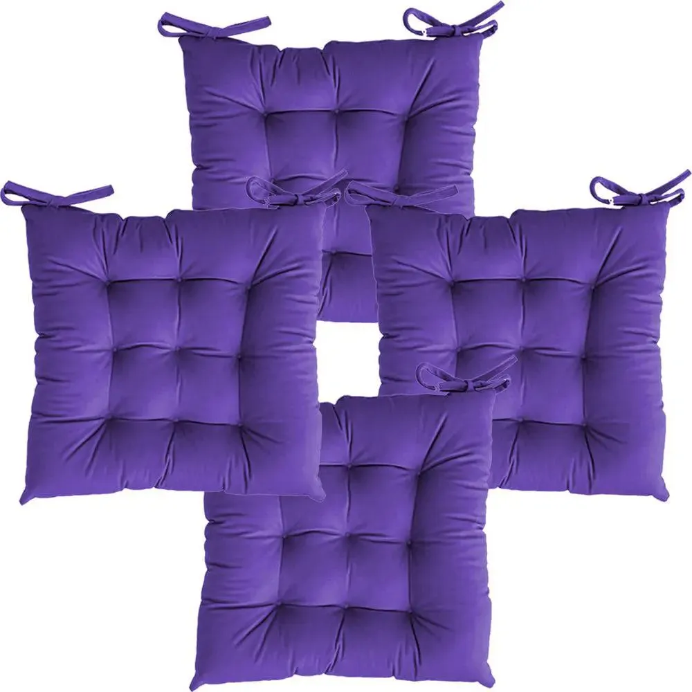 Premium-Quality Solid Microfiber Chair Pad/ Chair Cushion- 18x18 inch, Set of 4 Orange