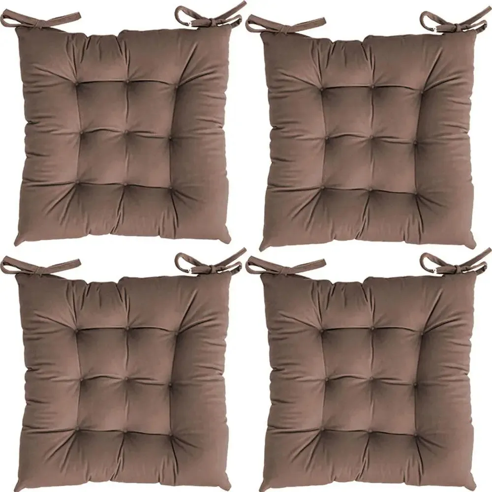 Premium-Quality Solid Microfiber Chair Pad/ Chair Cushion- 18x18 inch, Set of 4 Orange