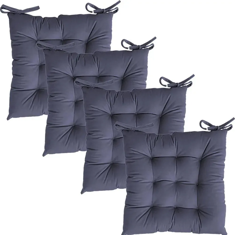 Premium-Quality Solid Microfiber Chair Pad/ Chair Cushion- 18x18 inch, Set of 4 Orange