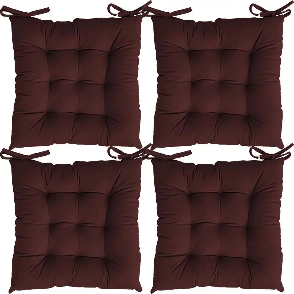 Premium-Quality Solid Microfiber Chair Pad/ Chair Cushion- 18x18 inch, Set of 4 Orange