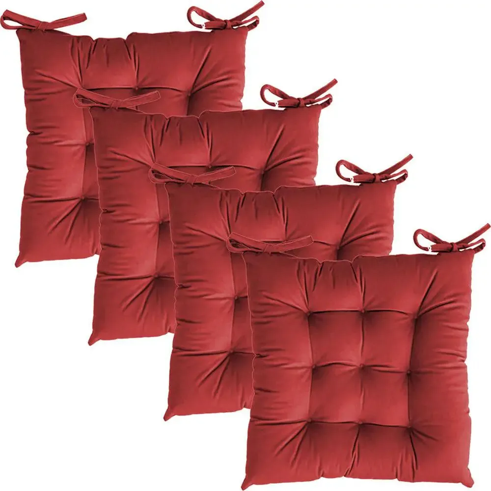 Premium-Quality Solid Microfiber Chair Pad/ Chair Cushion- 18x18 inch, Set of 4 Orange