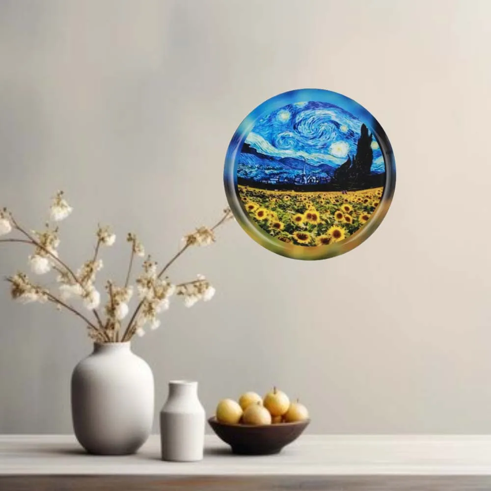 Premium-quality Van Gogh Metallic Wall Plate for Living Room (12 inches)
