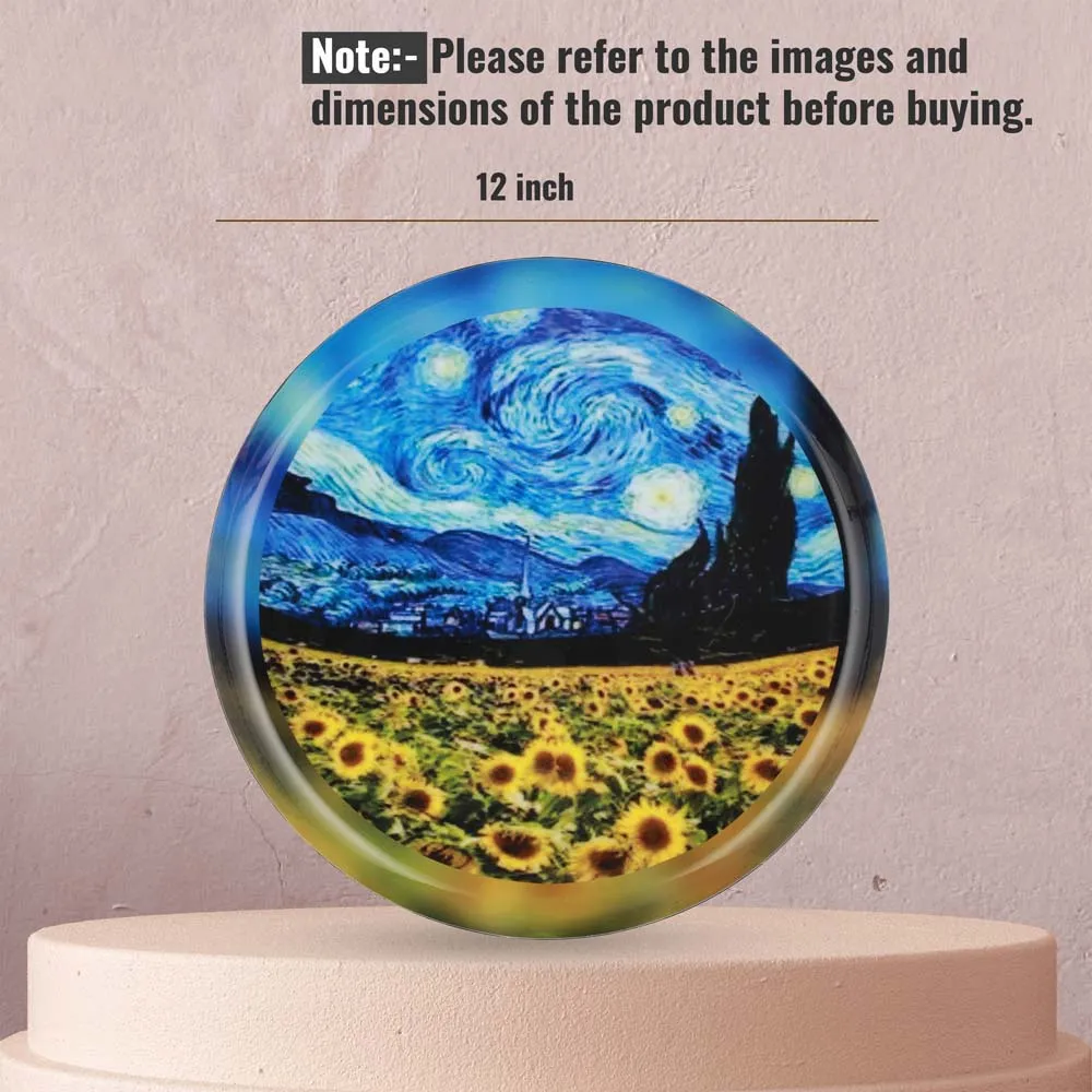 Premium-quality Van Gogh Metallic Wall Plate for Living Room (12 inches)