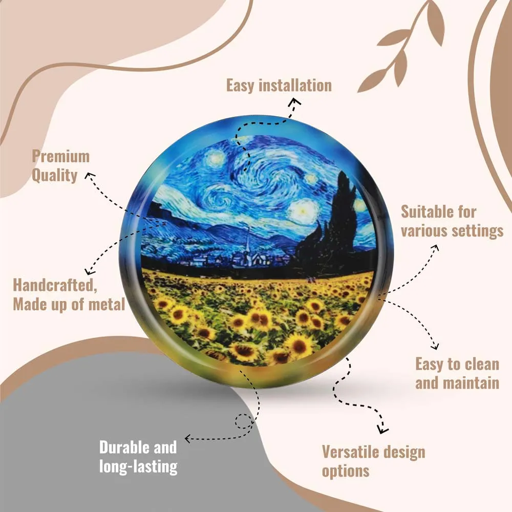 Premium-quality Van Gogh Metallic Wall Plate for Living Room (12 inches)