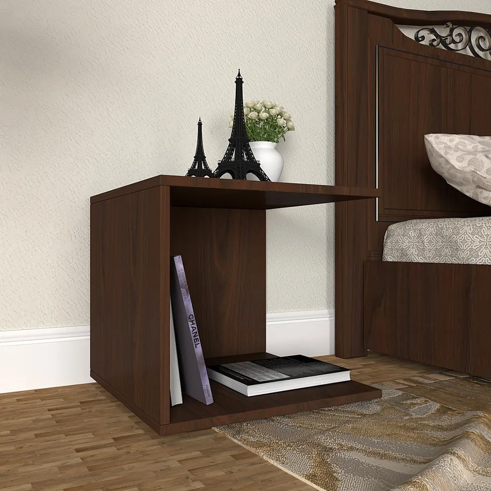 Premium Quality Walnut Minimalist Bedside Table