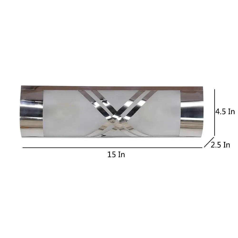 Premium Silver Metal & Glass Bathroom Light
