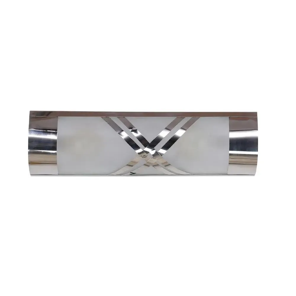 Premium Silver Metal & Glass Bathroom Light
