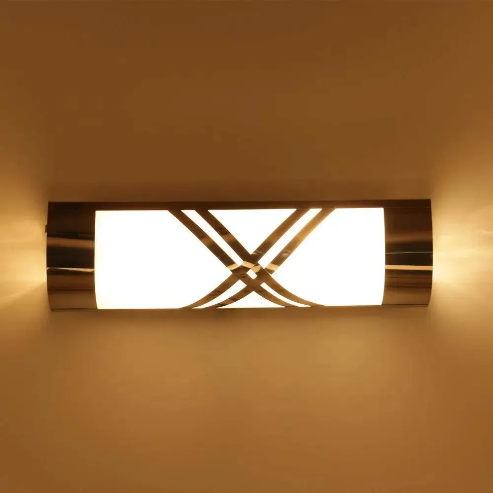Premium Silver Metal & Glass Bathroom Light