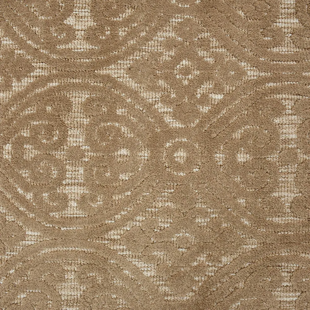 Premium Solid Beige Coloured Geometric Print Polyester Carpet 2X5