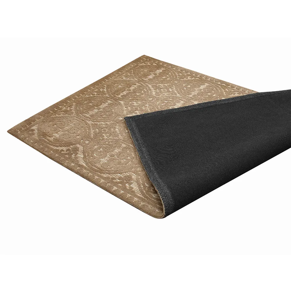 Premium Solid Beige Coloured Geometric Print Polyester Carpet 2X5