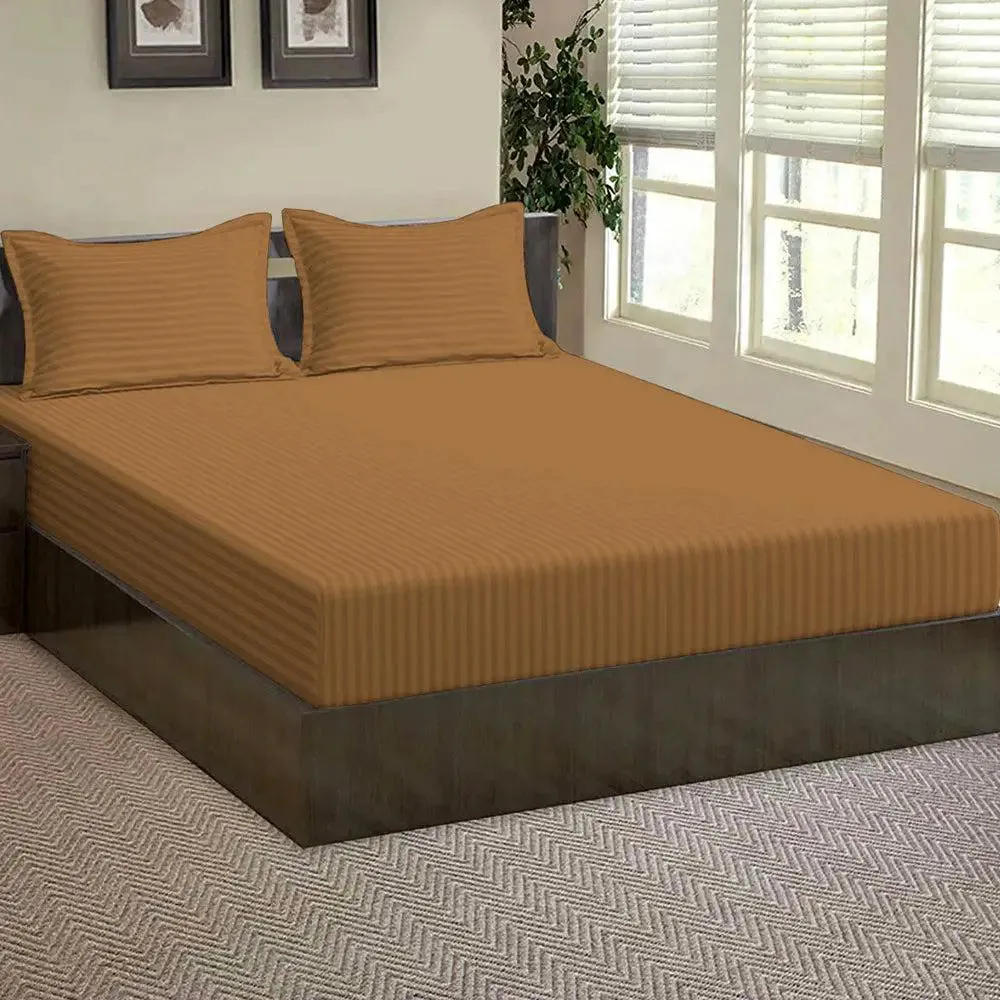 Premium Solid Single Bed Cotton Fitted Bedsheet With 2 Pillow Covers (Available in Multiple Colours) Maroon