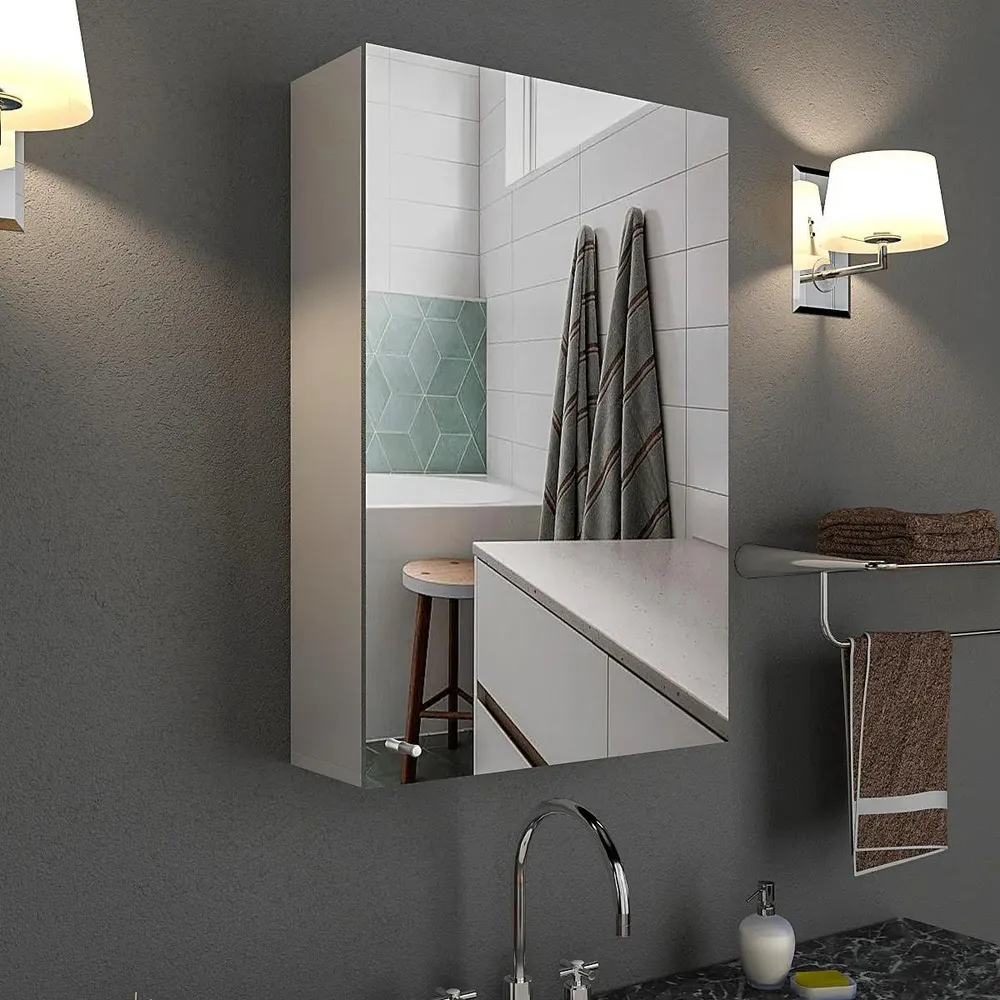 Premium Stainless Steel Bathroom Cabinet With Mirror &amp; 4 Spacious Shelves