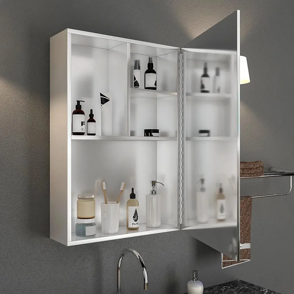 Premium Stainless Steel Bathroom Cabinet With Mirror &amp; 4 Spacious Shelves