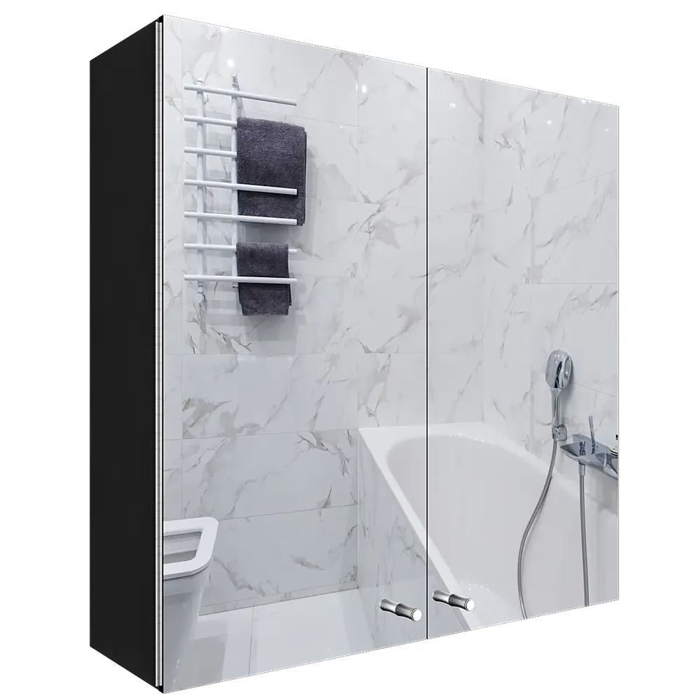 Premium Stainless Steel Dual Door Bathroom Cabinet With Mirror &amp; 3 Spacious Shelves