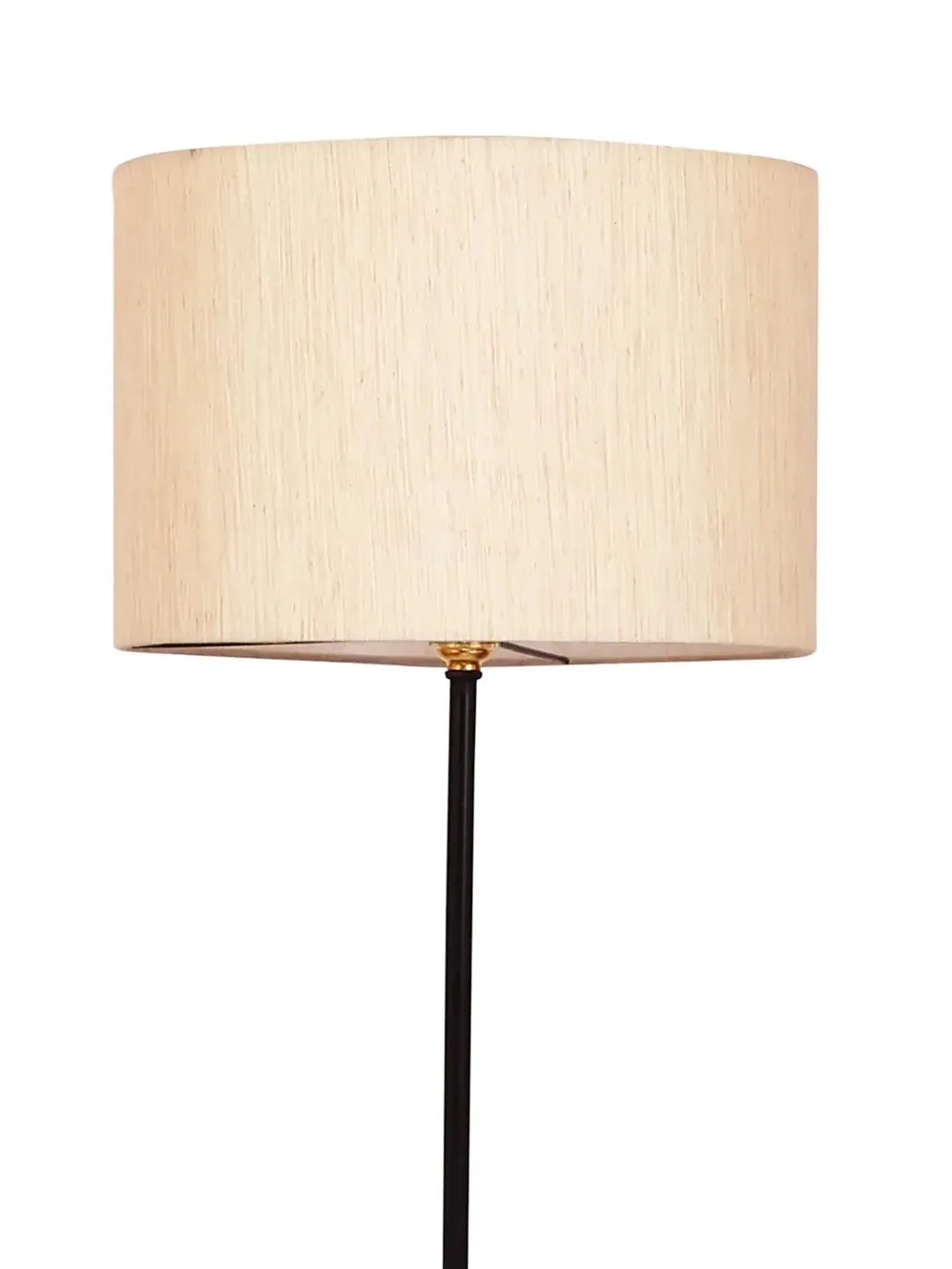 Premium Stick Floor Lamp with Wood Round Base & Cotton Shade Off-White